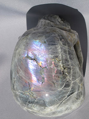 L-L-4535-rl :  7-Inch Life Size  Rainbow Light Labradorite Crystal Skull