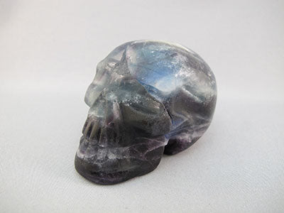 A-F-M-327 : Adoption Blue, Purple, Green & White Fluorite Crystal Skull