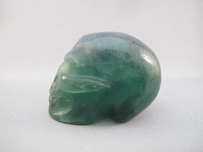 A-F-M-246 : Adoption Green, Blue and White Fluorite Crystal Skull