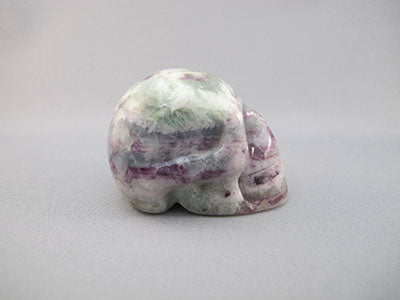A-F-S-130 : Adoption Green, Purple, Blue & White Fluorite Crystal Skull