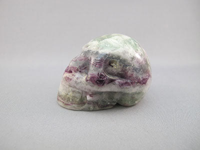 A-F-S-130 : Adoption Green, Purple, Blue & White Fluorite Crystal Skull