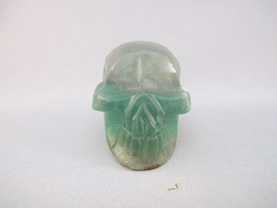 A-F-S-129 : Adoption Green and White Fluorite Crystal Skull