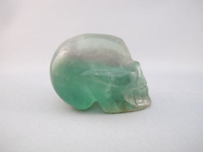 A-F-S-129 : Adoption Green and White Fluorite Crystal Skull