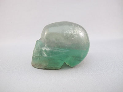 A-F-S-129 : Adoption Green and White Fluorite Crystal Skull