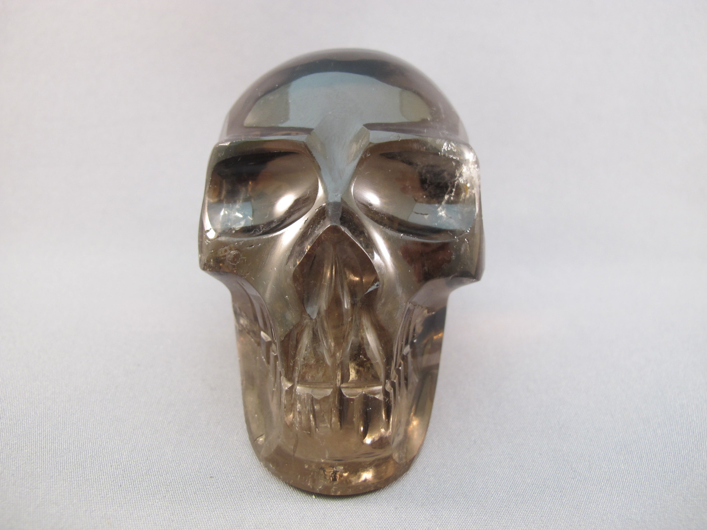 CS-SMQ-DRK-0425 :  3.5-inch Deep Smoky Quartz Crystal Skull