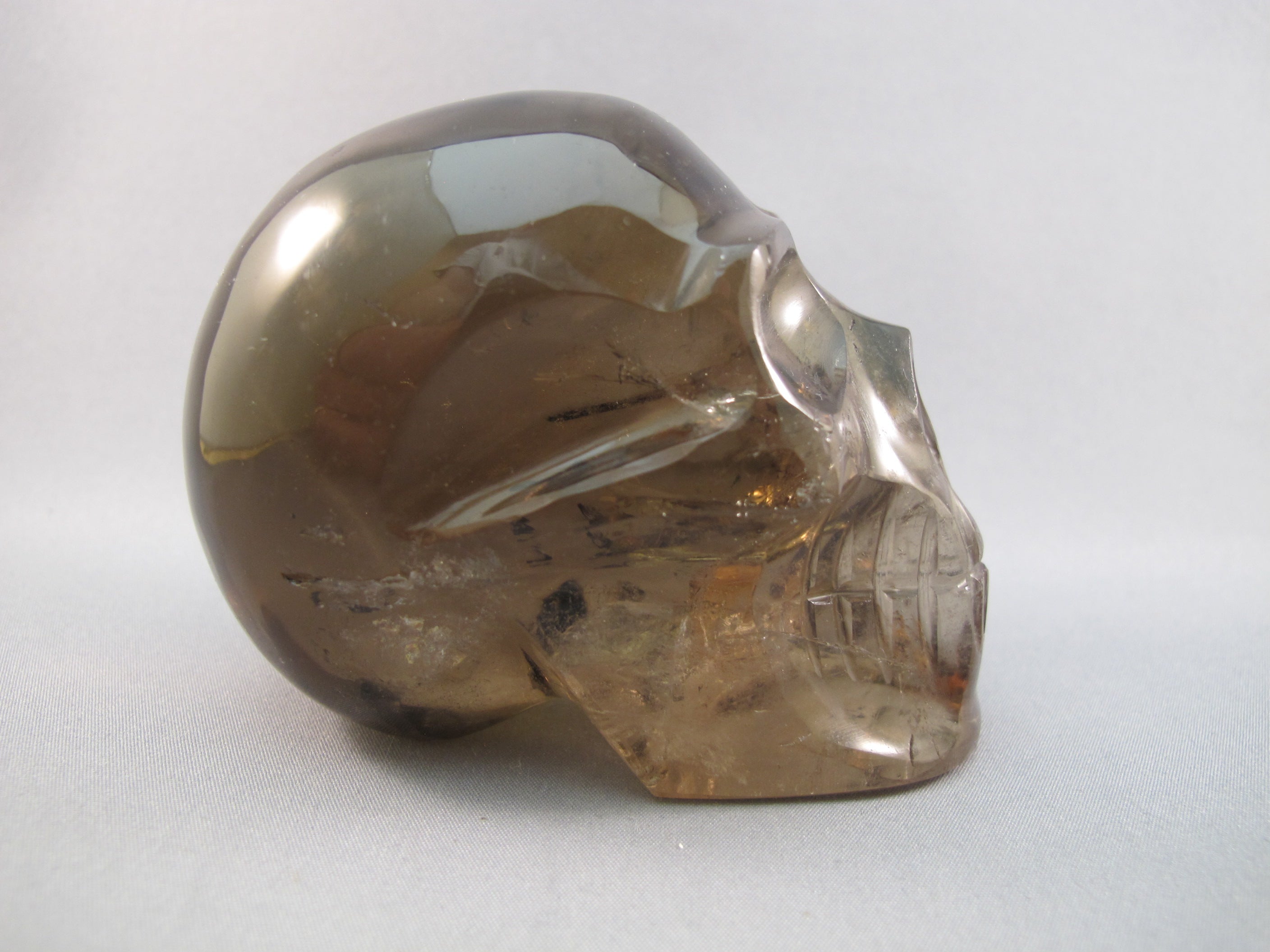 CS-SMQ-DRK-0425 :  3.5-inch Deep Smoky Quartz Crystal Skull