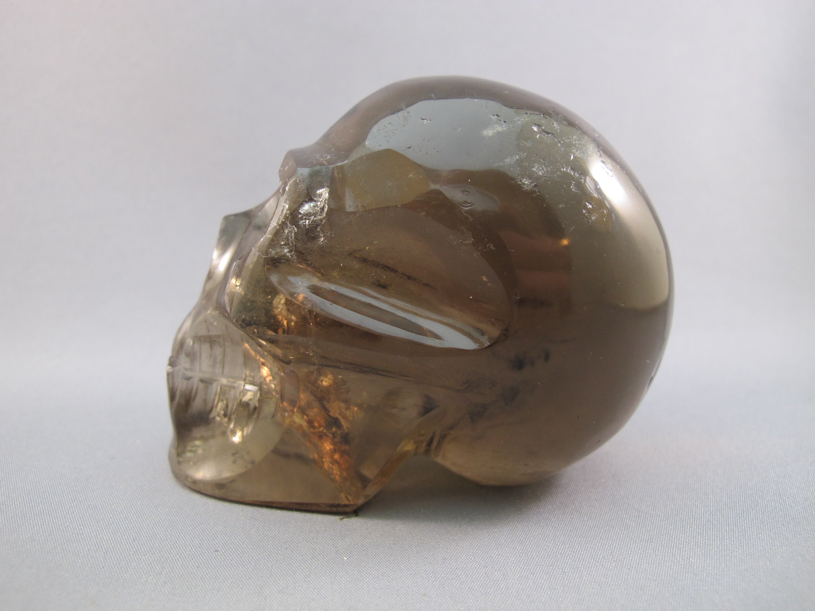 CS-SMQ-DRK-0425 :  3.5-inch Deep Smoky Quartz Crystal Skull