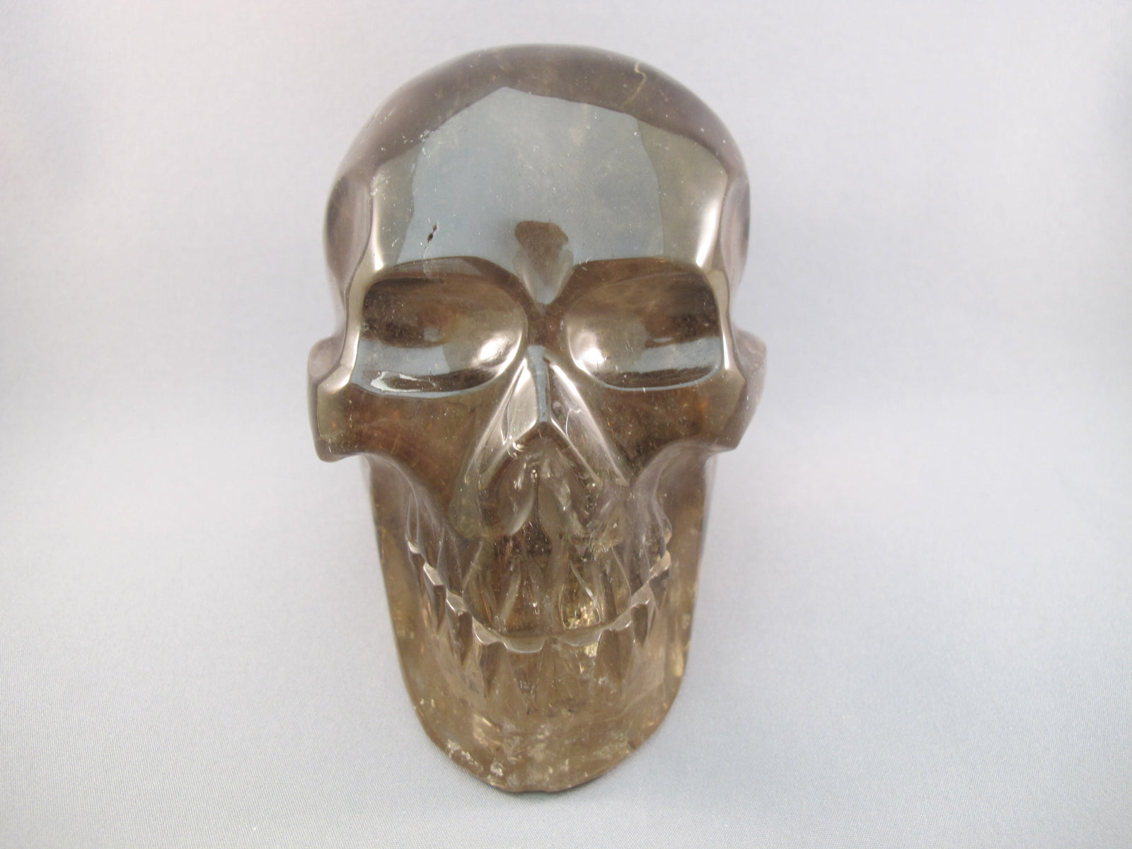 CS-SMQ-RUT-1263 :  4-inch Rutilated Smoky Quartz Crystal Skull
