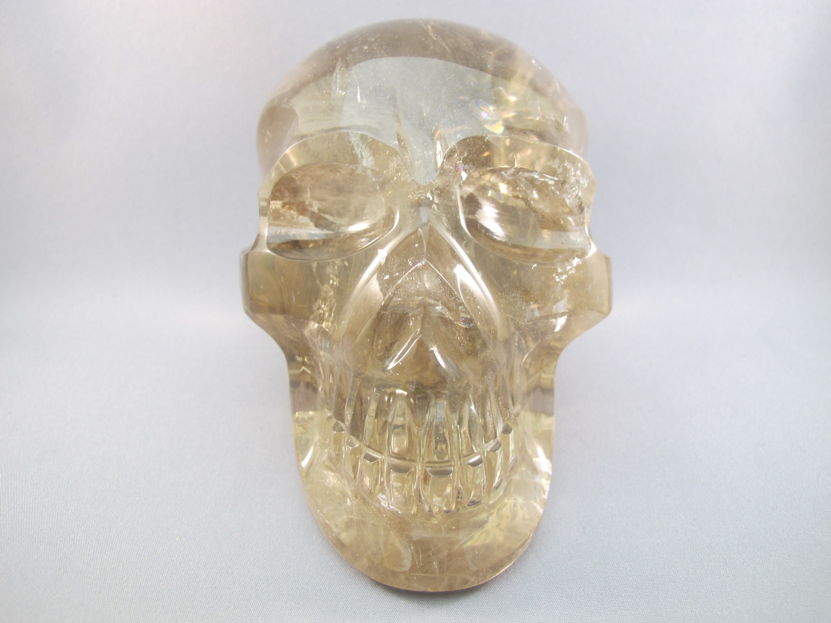CS-SMQ-RBW-LIT-1758 :  5.9-inch Rainbow Light Smoky Crystal Skull