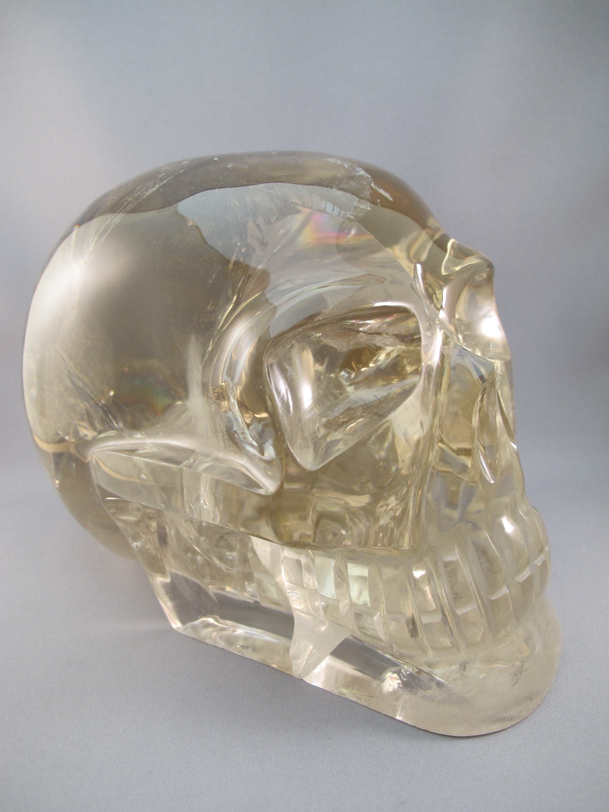 CS-SMQ-RBW-LIT-6590 :  8.5-inch Rainbow Light Smoky Crystal Skull