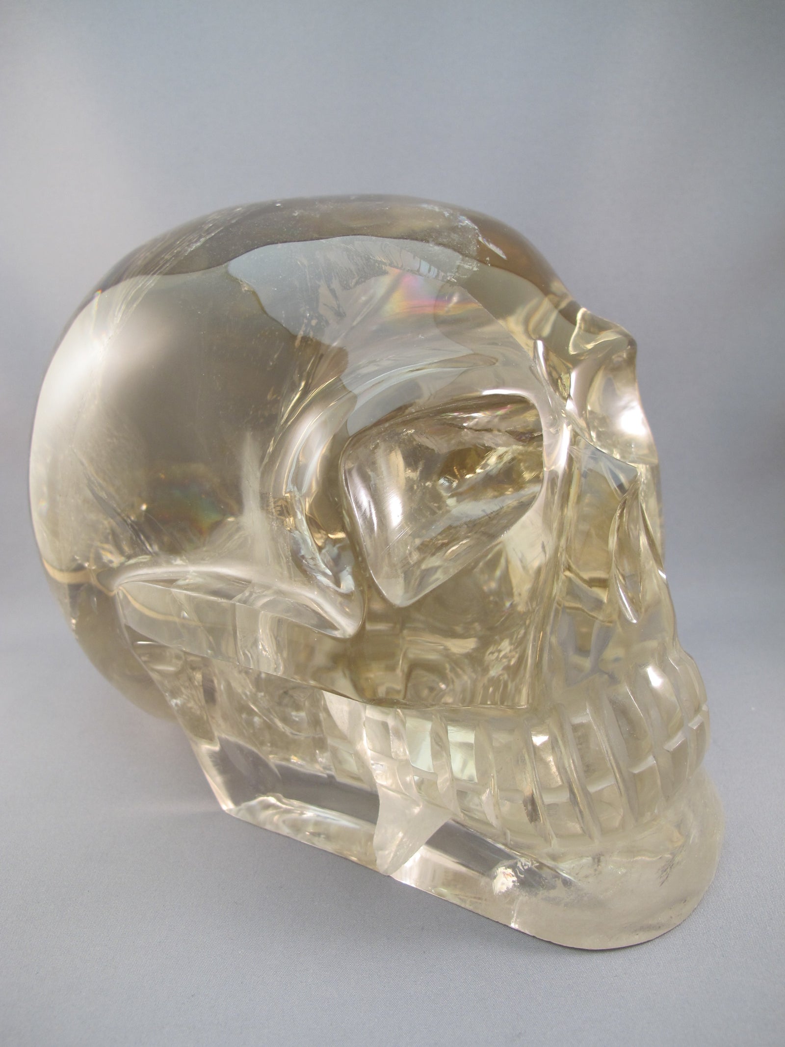 CS-SMQ-RBW-LIT-6590 :  8.5-inch Rainbow Light Smoky Crystal Skull