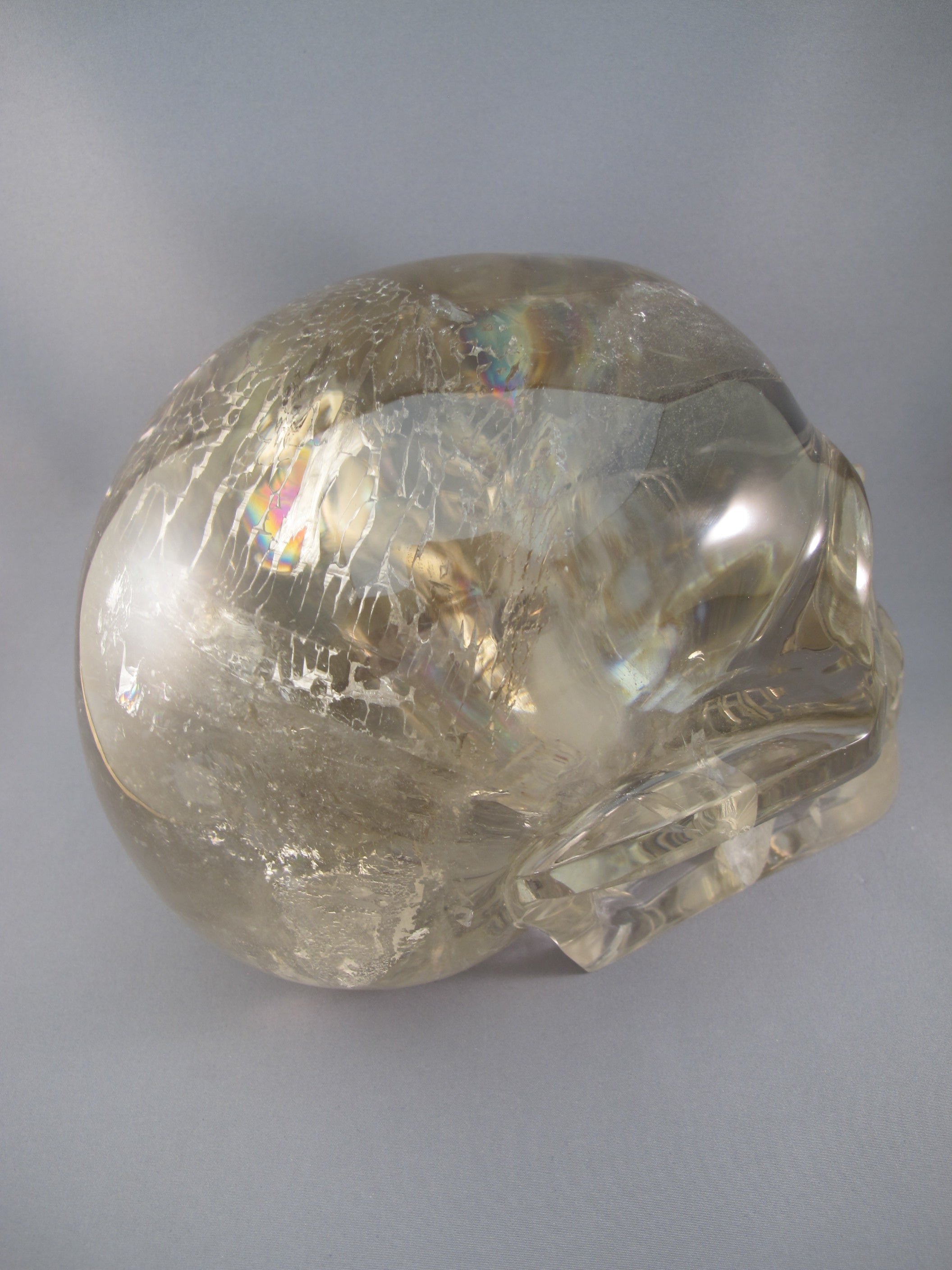 CS-SMQ-RBW-LIT-6590 :  8.5-inch Rainbow Light Smoky Crystal Skull