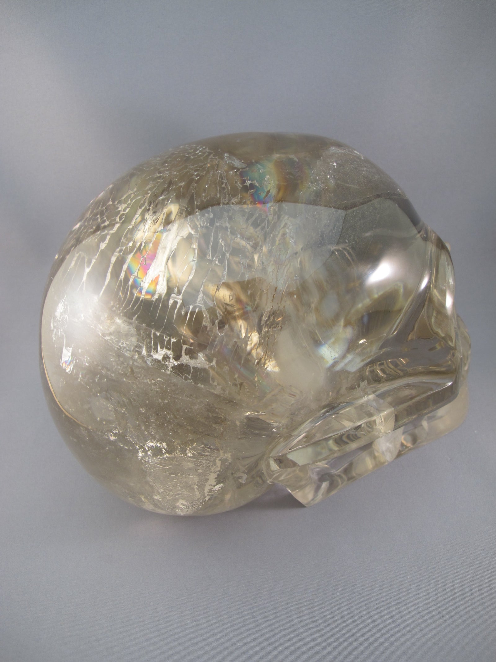 CS-SMQ-RBW-LIT-6590 :  8.5-inch Rainbow Light Smoky Crystal Skull