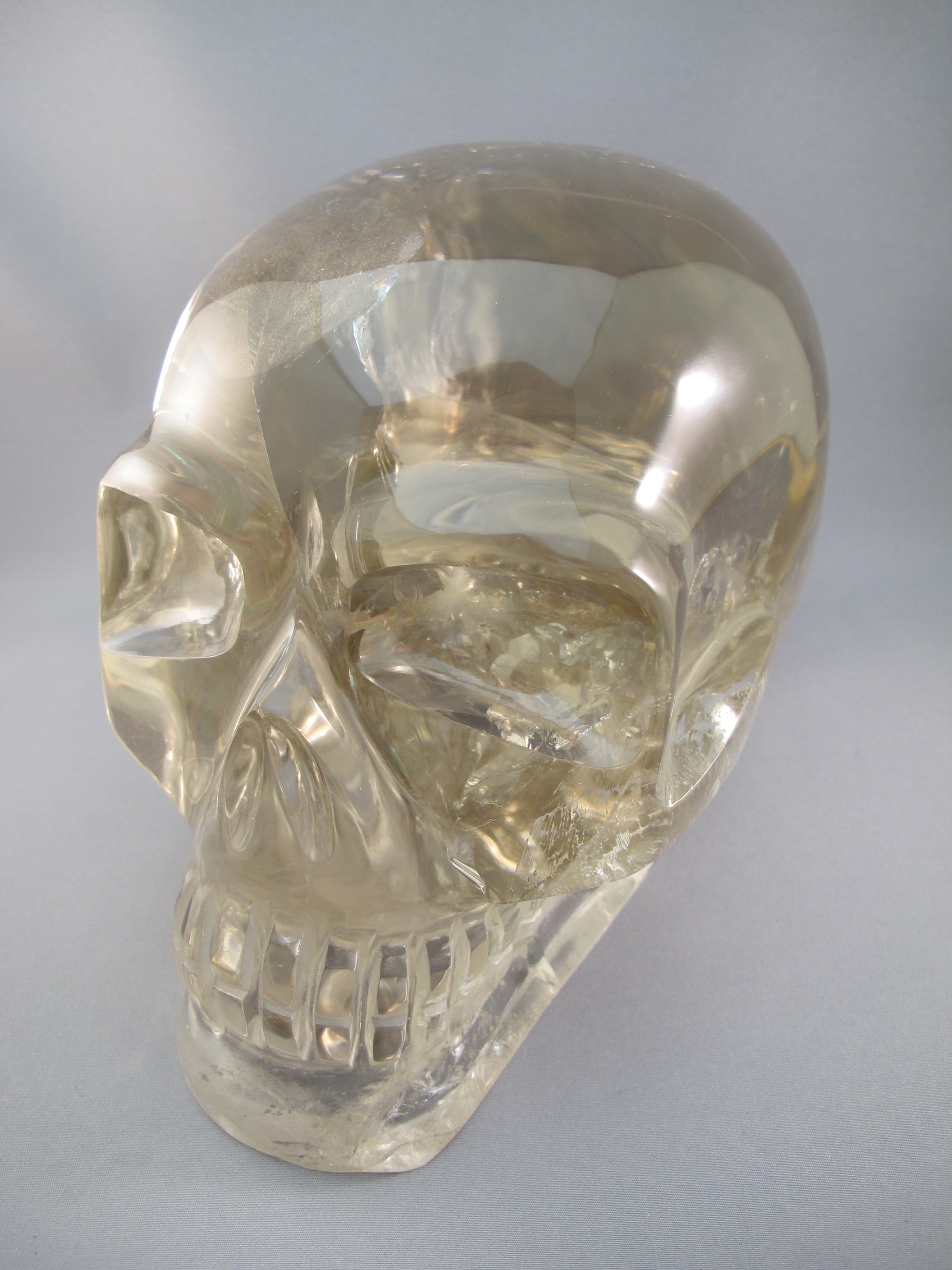CS-SMQ-RBW-LIT-6590 :  8.5-inch Rainbow Light Smoky Crystal Skull