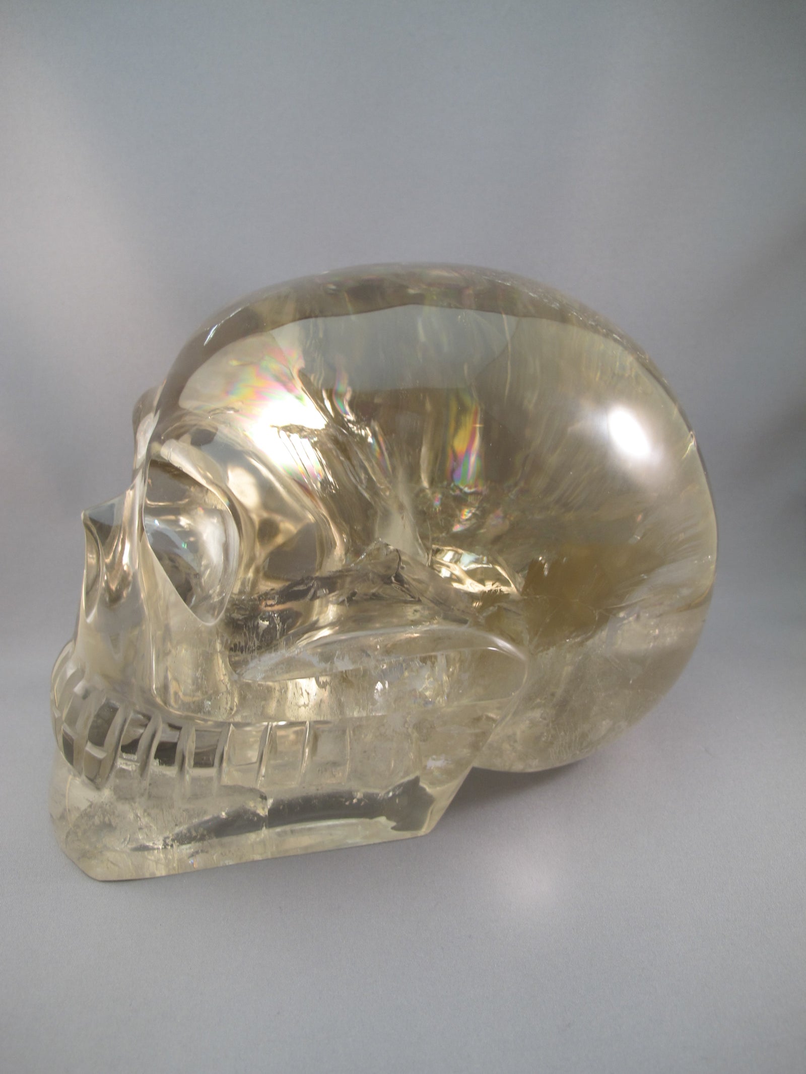 CS-SMQ-RBW-LIT-6590 :  8.5-inch Rainbow Light Smoky Crystal Skull