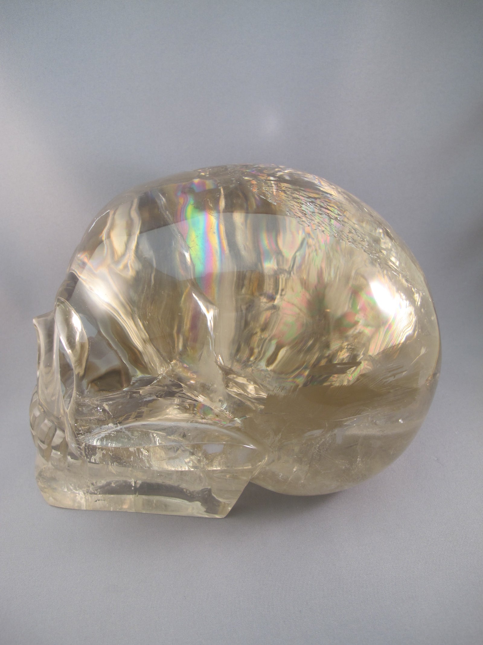 CS-SMQ-RBW-LIT-6590 :  8.5-inch Rainbow Light Smoky Crystal Skull