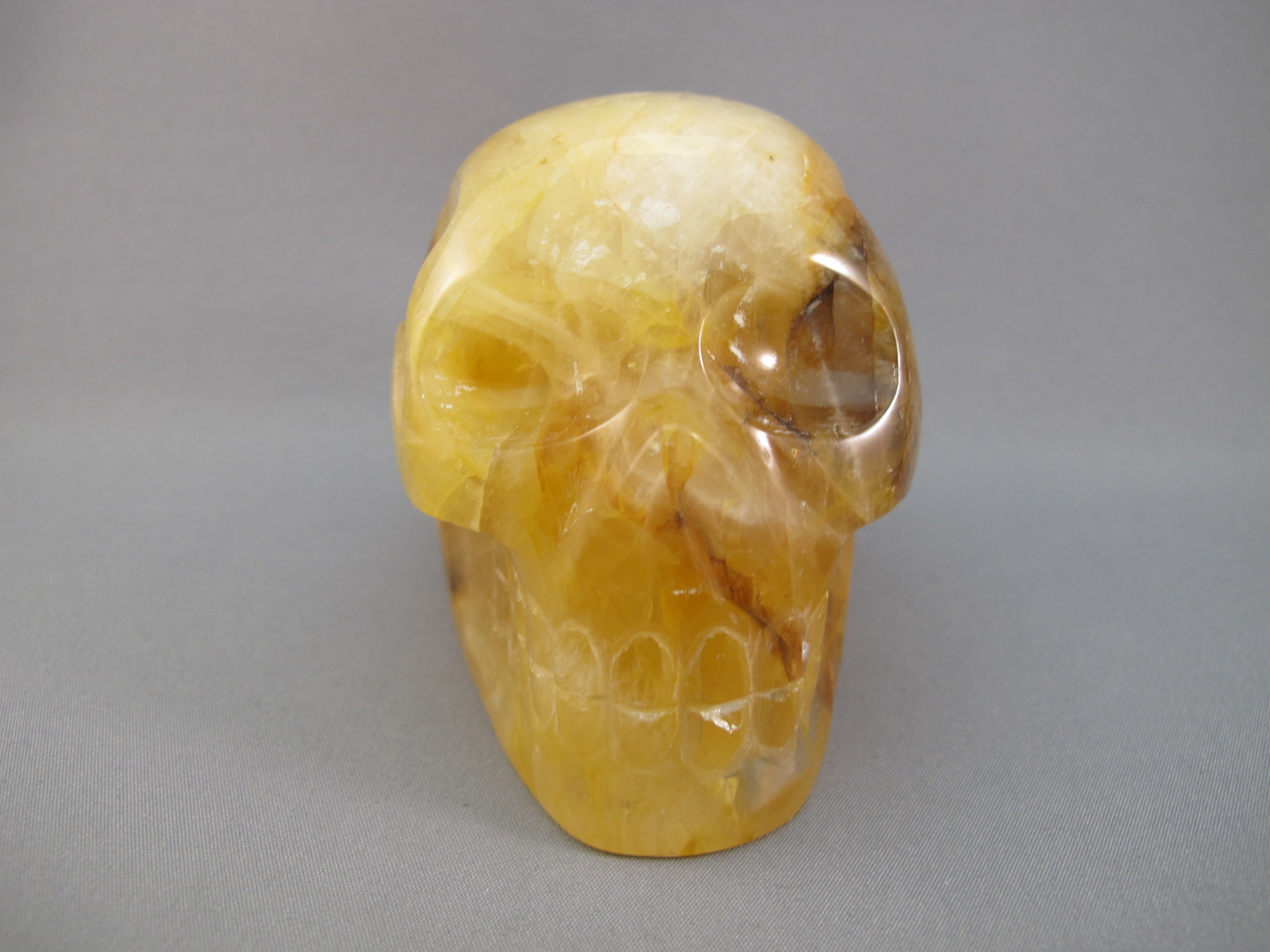 CS-GDH-DND-0407 :  3.1-inch Dendritic Golden Healer Crystal Skull