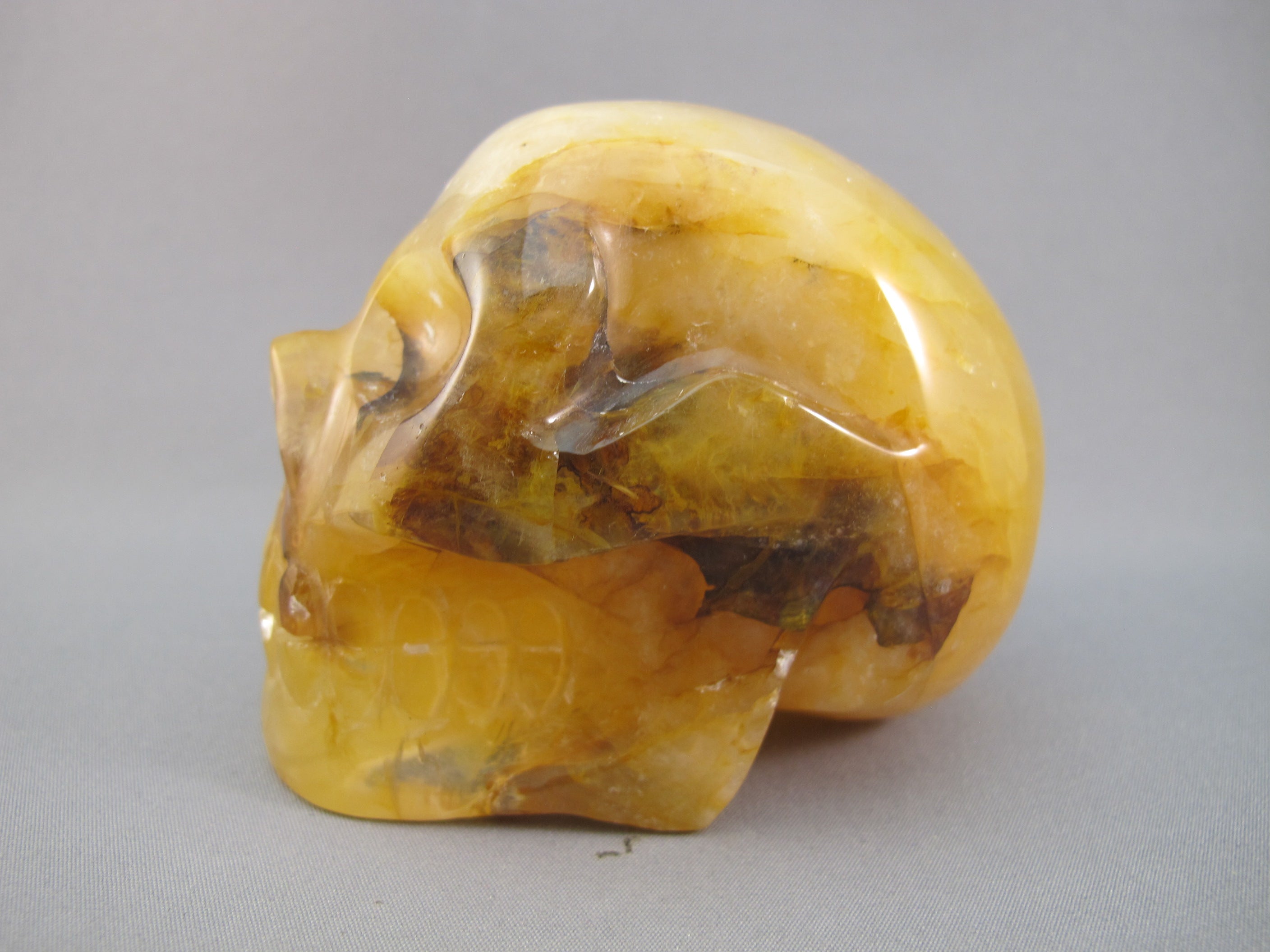CS-GDH-DND-0407 :  3.1-inch Dendritic Golden Healer Crystal Skull