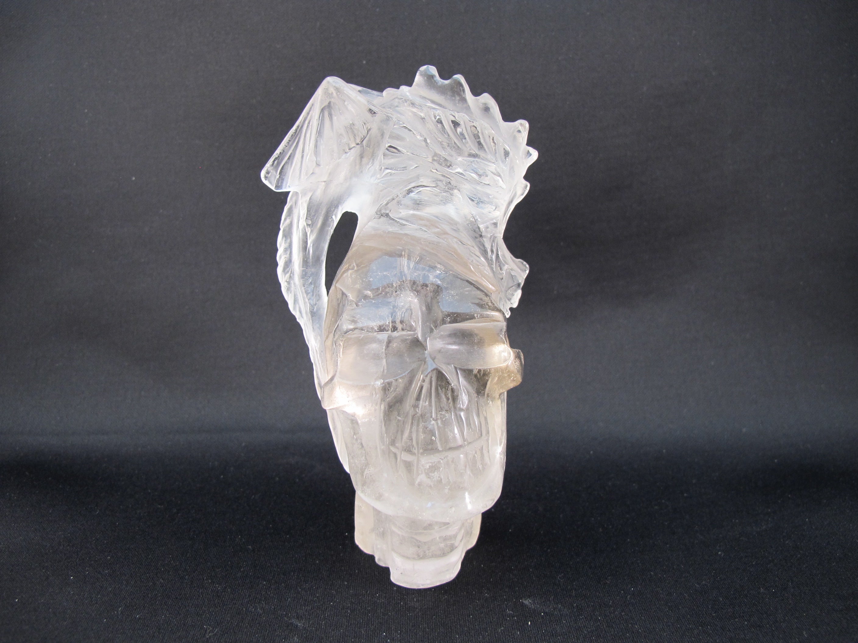 Q-DR-437 : Quartz Crystal Skull with Dragon