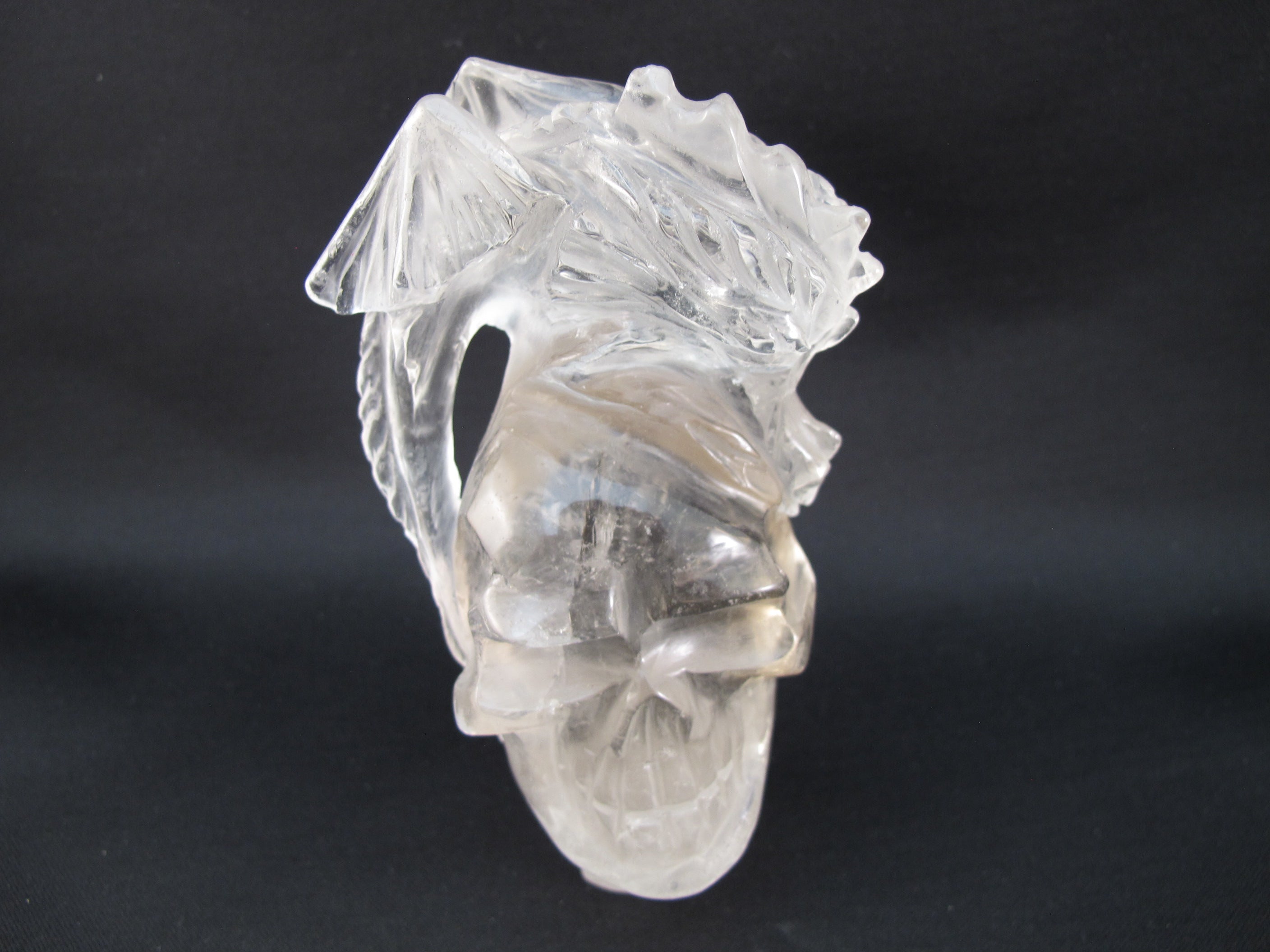 Q-DR-437 : Quartz Crystal Skull with Dragon