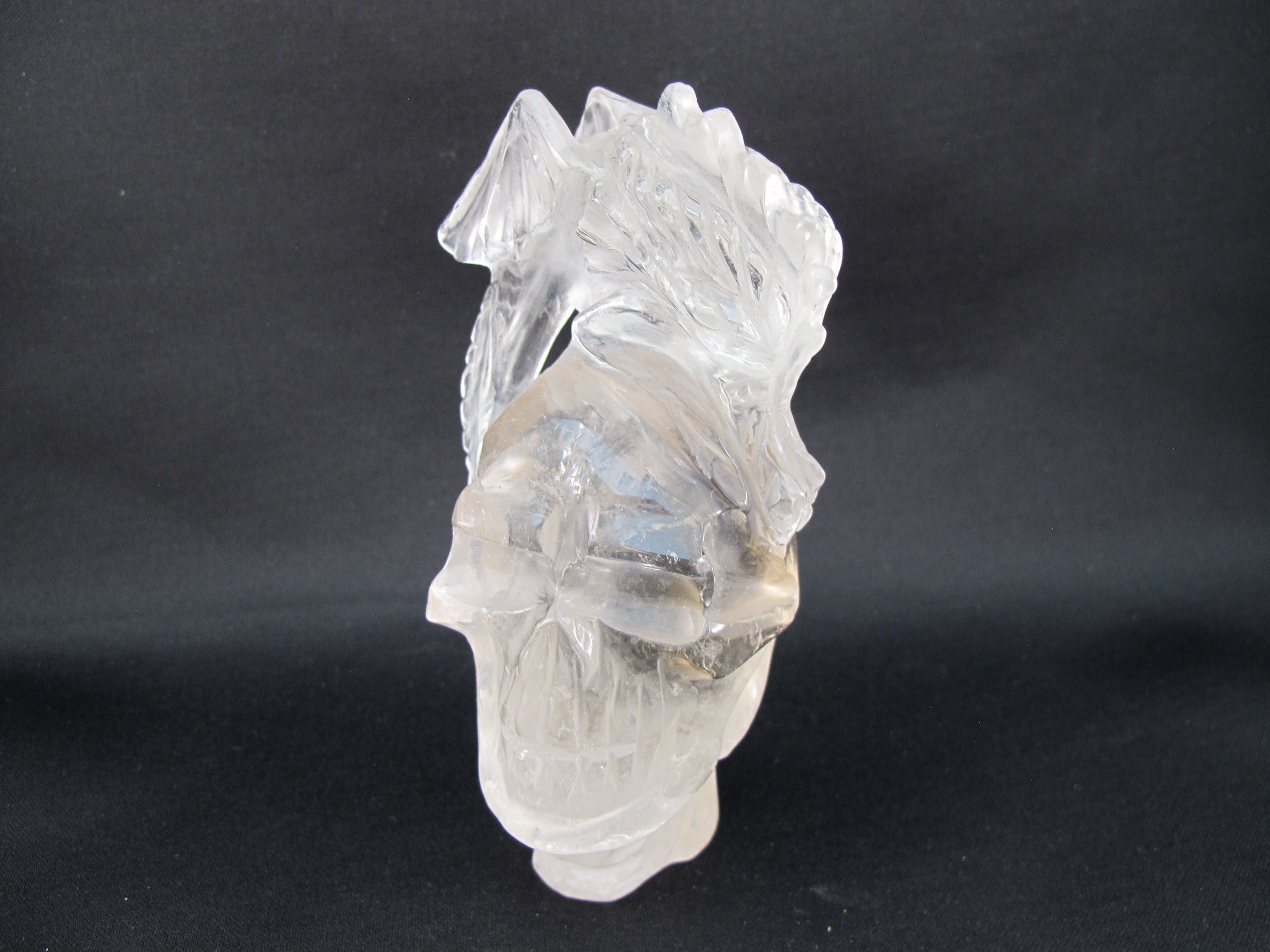 Q-DR-437 : Quartz Crystal Skull with Dragon