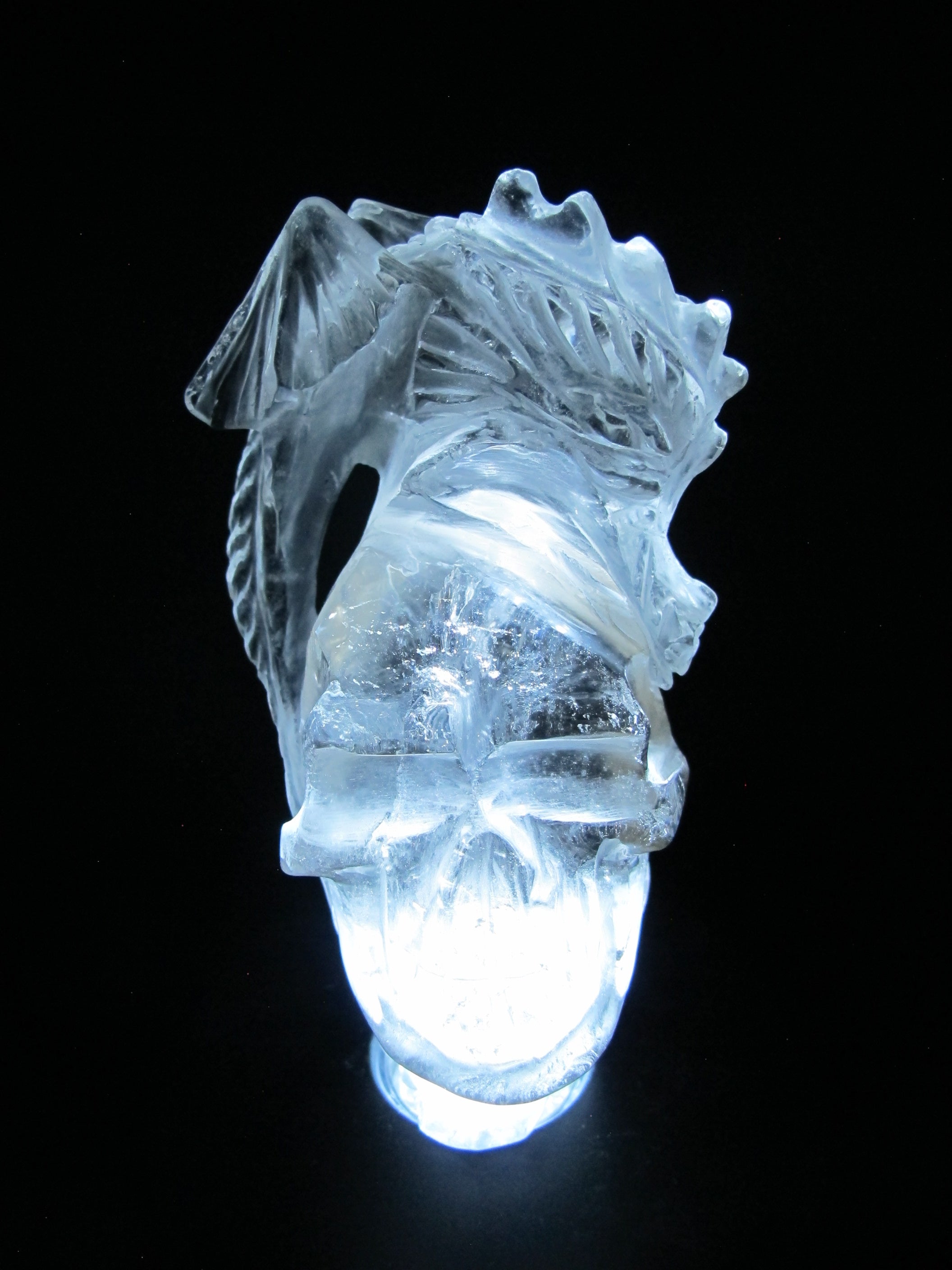 Q-DR-437 : Quartz Crystal Skull with Dragon