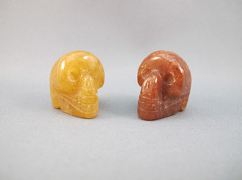 AV-S-015-yr : Yellow and Red Aventurine Crystal Skulls Set