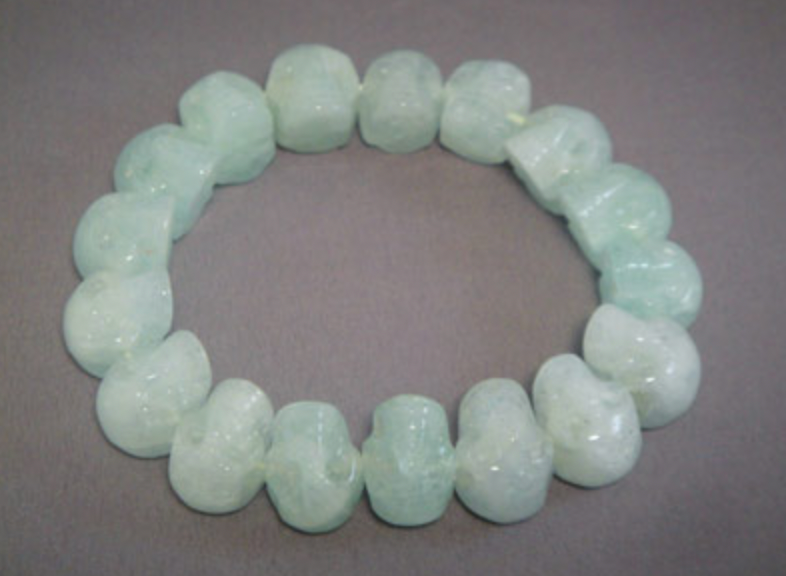 J-B-AQ : XL Crystal Skull Bead Bracelet - Aquamarine