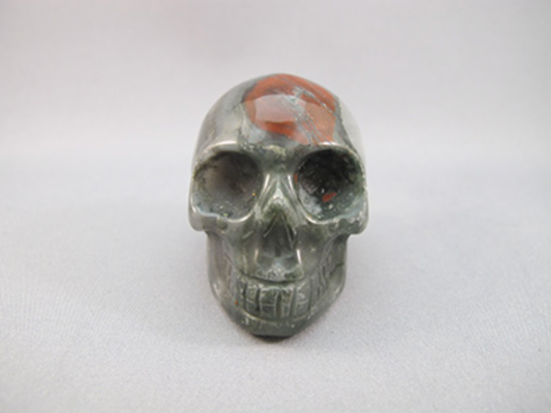 B-S-90-p : African Bloodstone with Pyrite Crystal Skull