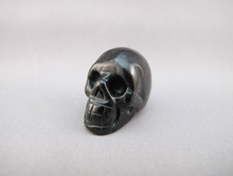 BJ-S-12-g : Glossy Black Jade Crystal Skull