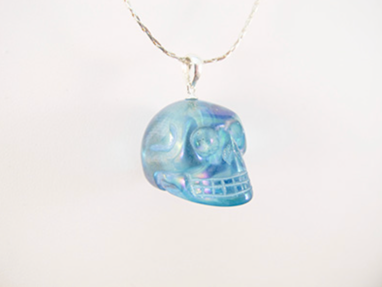 MP-1-AA : Aqua Aura Crystal Skull Pendant (medium)
