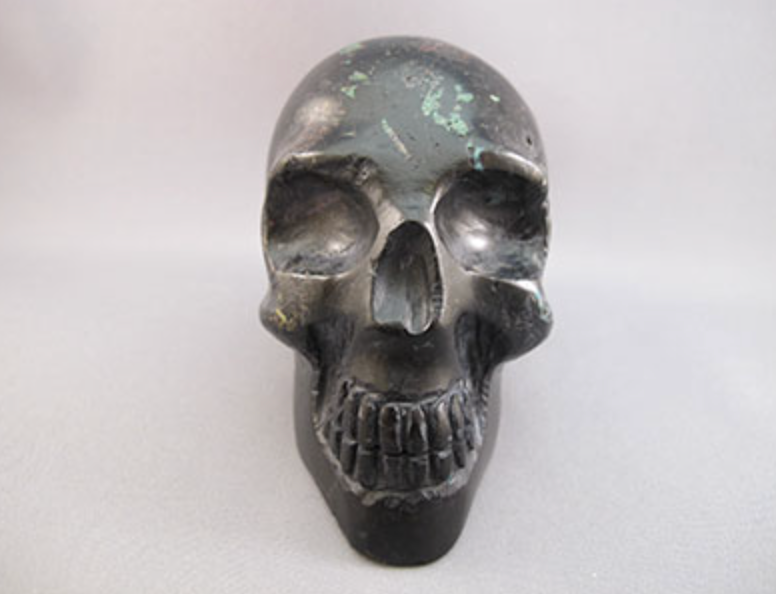 BT-L-633-c : Black Tourmaline with Chrysocolla Crystal Skull
