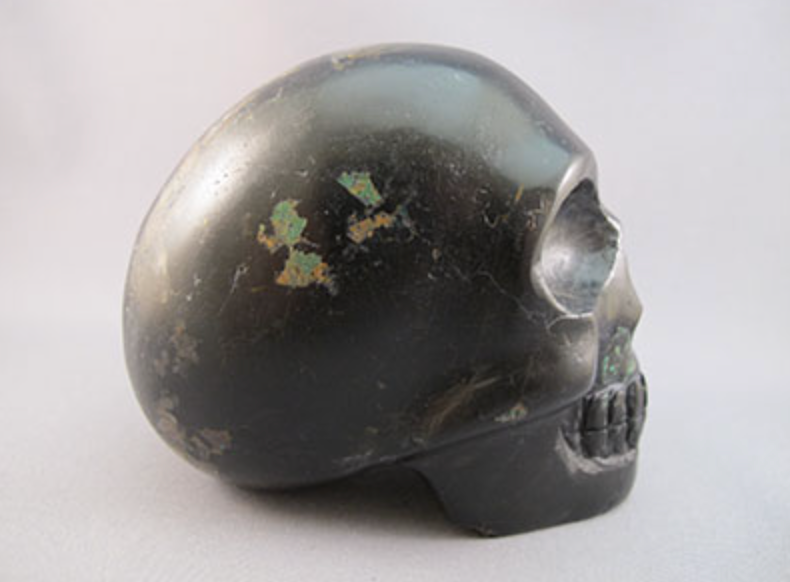 BT-L-790-c : Black Tourmaline with Chrysocolla Crystal Skull