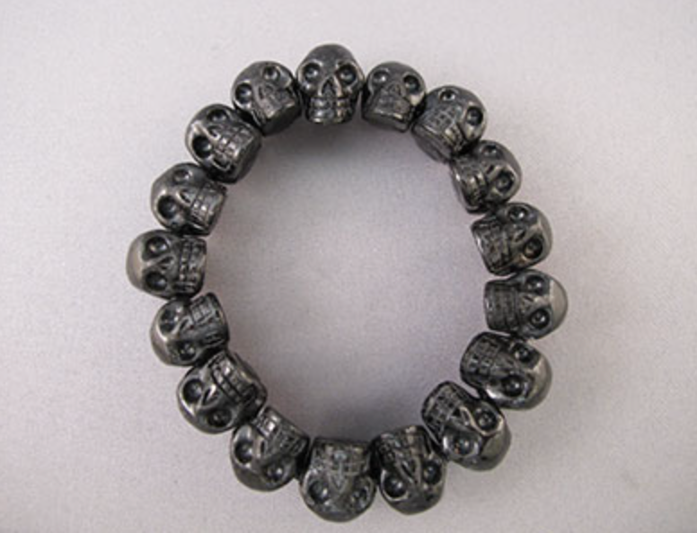J-B-BT : Crystal Skull Bead Bracelet - Black Tourmaline
