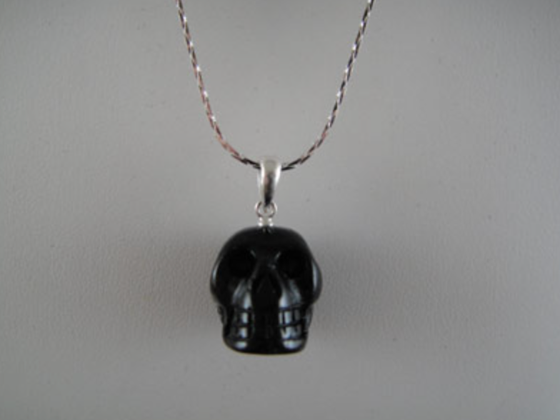 SP-1-BT : Black Tourmaline Crystal Skull Pendant (small)