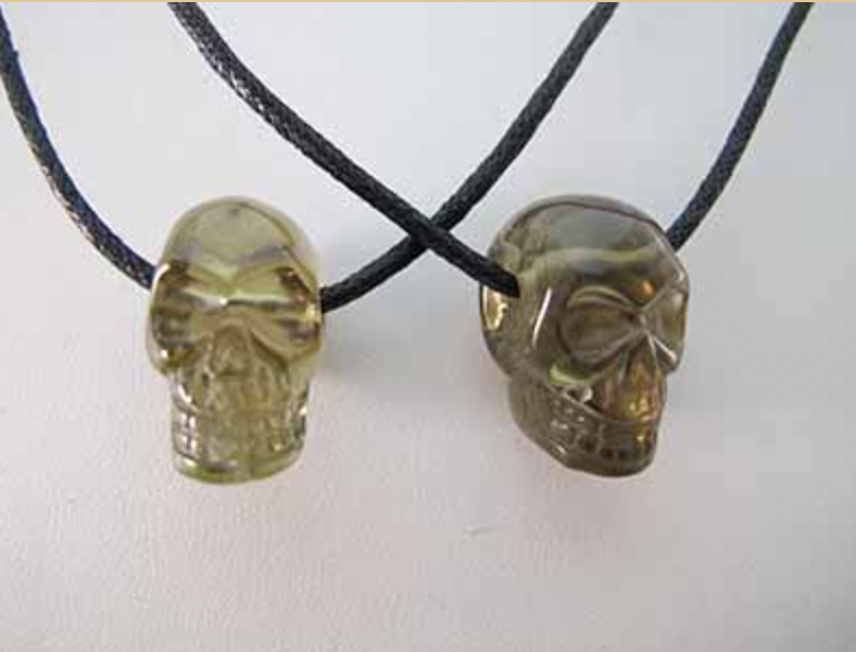Drilled Citrine Crystal Skull
