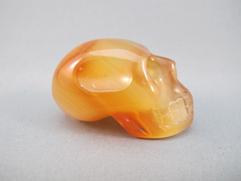 CR-S-40-m : Mayan-Style Carnelian with Chalcedony Crystal Skull