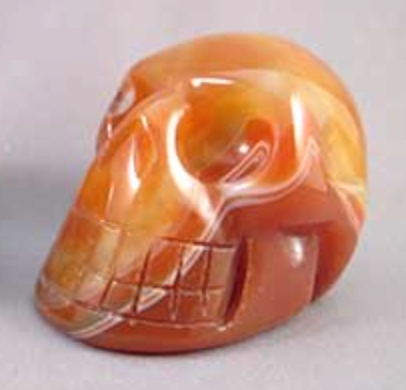CR-S-80-rwb : Striped Carnelian Crystal Skull (red,white & blue chalcedony)