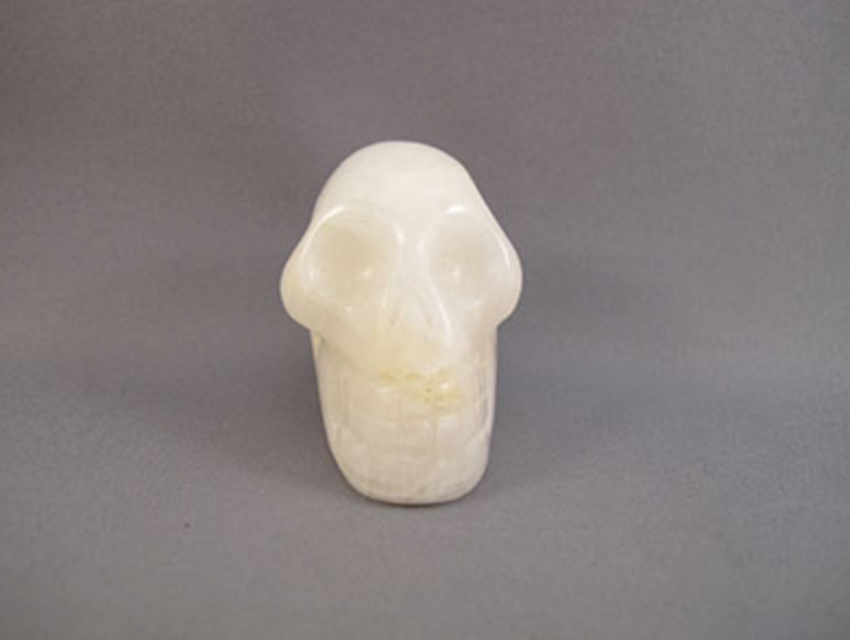 CY-M-115-w : White Cryolite Crystal Skull