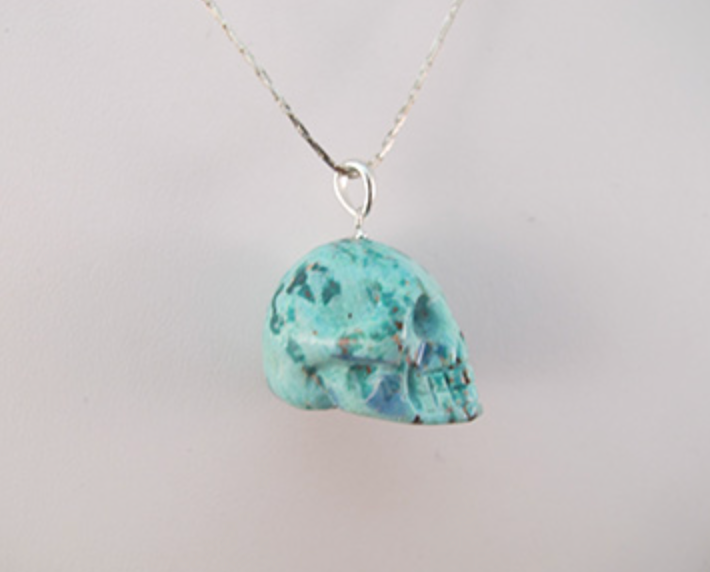 MP-1-CHY : Chrysocolla Crystal Skull Pendant (medium)