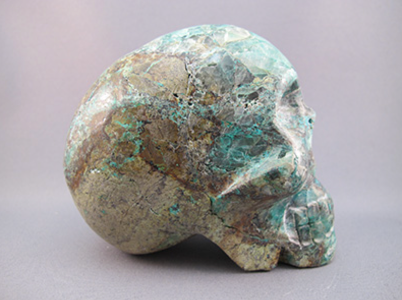 CHY-L-895-QQ : Quantum Quattro Chrysocolla Crystal Skull