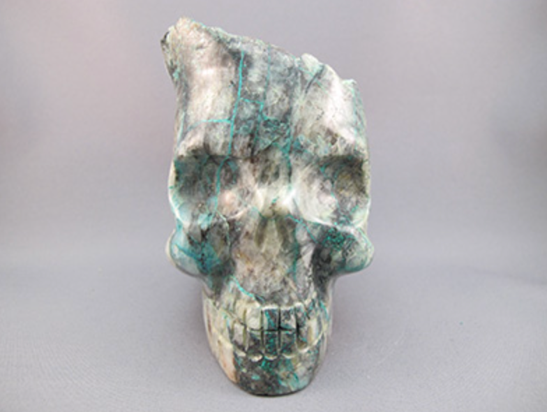 CHY-L-1159-QQ : Quantum Quattro Chrysocolla Crystal Skull
