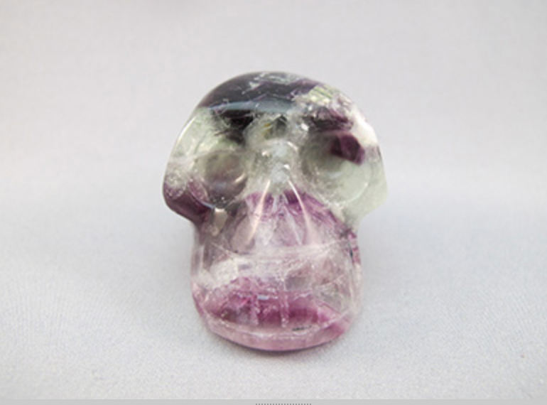 F-S-100-PG :  Purple with Green Fluorite Crystal Skull  