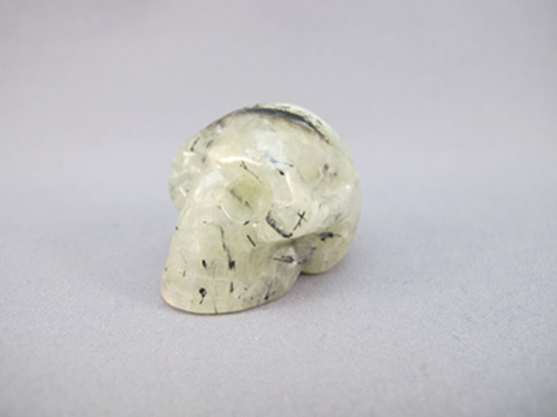 EP-S-25-p : Epidote in Prehnite Crystal Skull