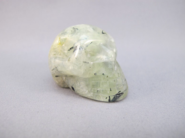 EP-S-45-p : Epidote in Prehnite Crystal Skull