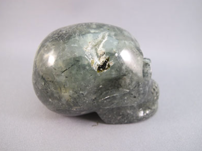 EP-M-235-p : Epidote in Prehnite Crystal Skull
