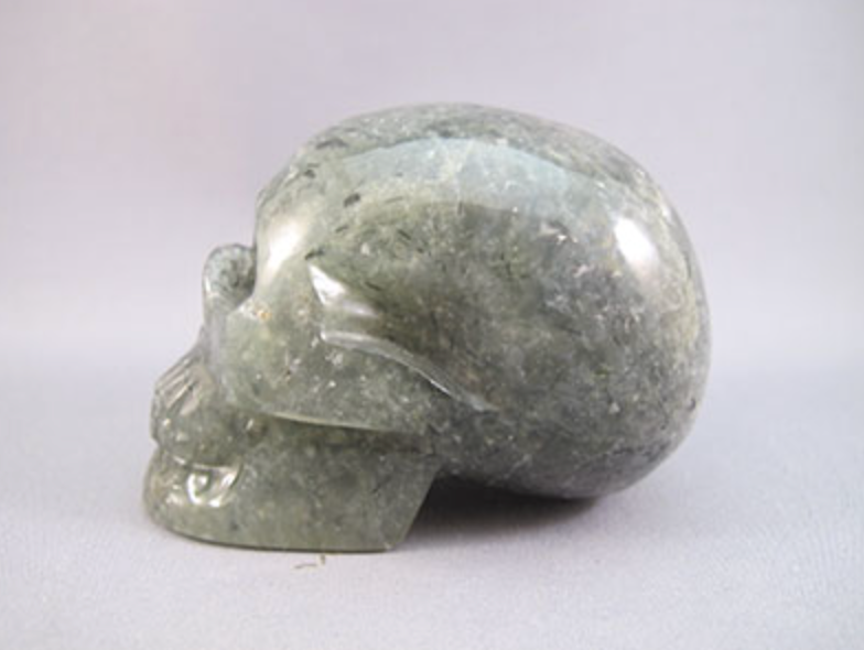 EP-M-235-p : Epidote in Prehnite Crystal Skull