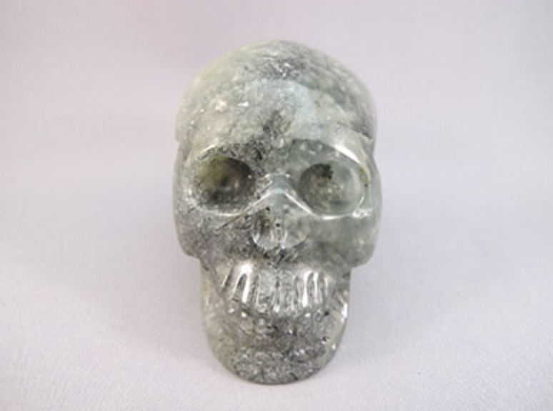 EP-M-305-p : Epidote in Prehnite Crystal Skull
