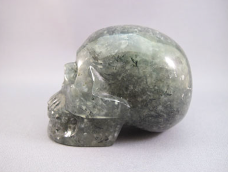 EP-M-305-p : Epidote in Prehnite Crystal Skull