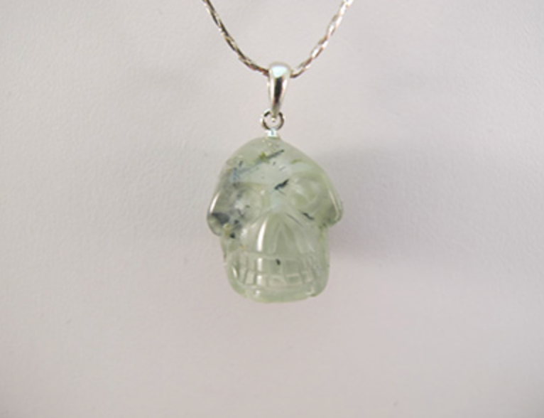 SP-1-EP : Epidote in Prehnite Crystal Skull Pendant (small)